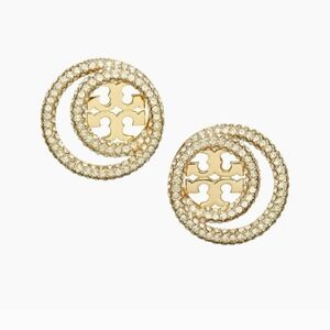 Tory Burch Miller Pavé DoubleRing Stud Earrings NWOT